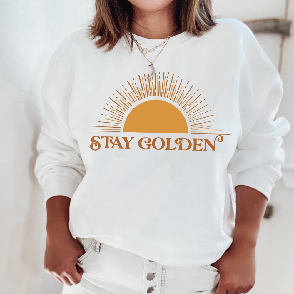 NWT: Stay Golden White Crewneck Sweatshirt